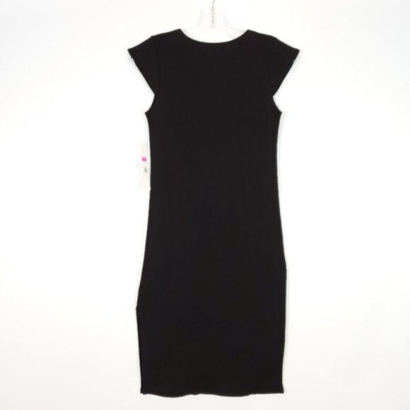 AQUA Black Cap Sleeve Midi Dress Size S - Picture 2 of 7